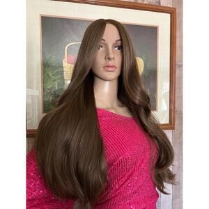 Women's wig and American long curly hair big wave Brown wig